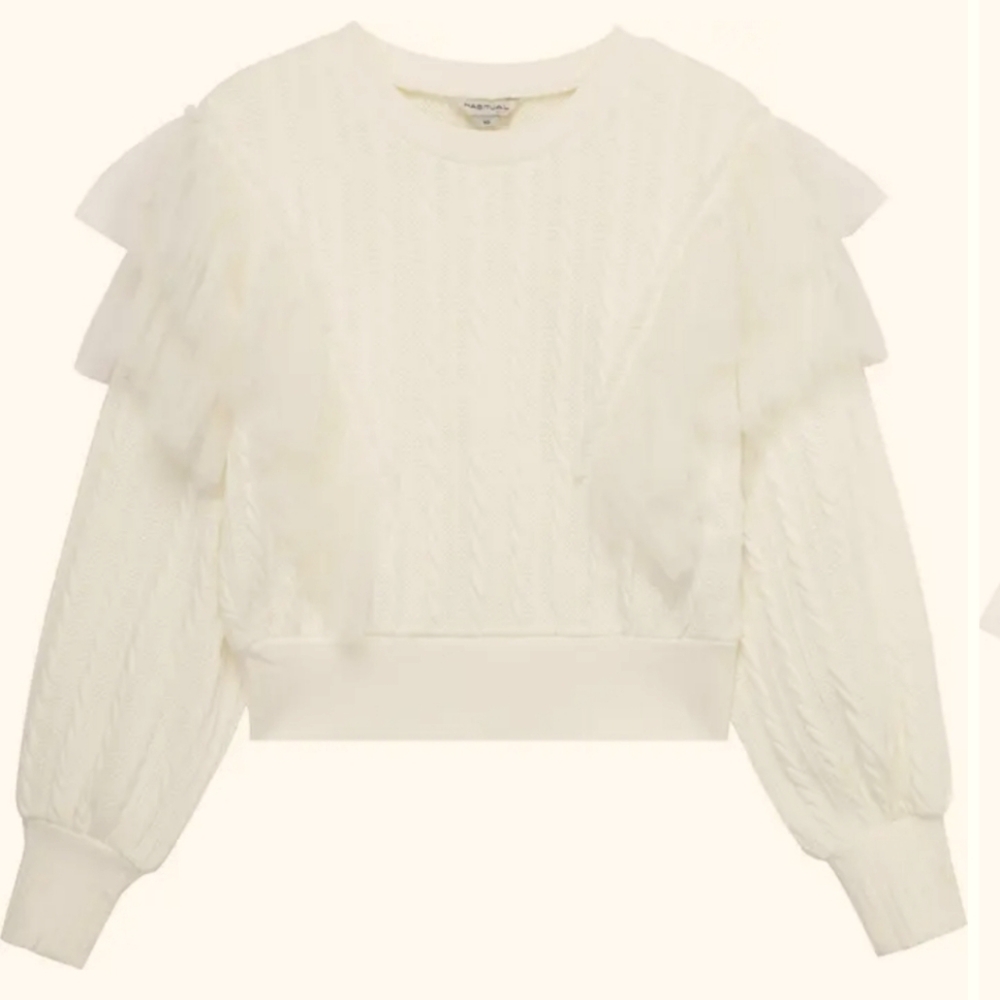 NWOT Habitual Kids Organza Ruffle Trim Sweater. Size 12
